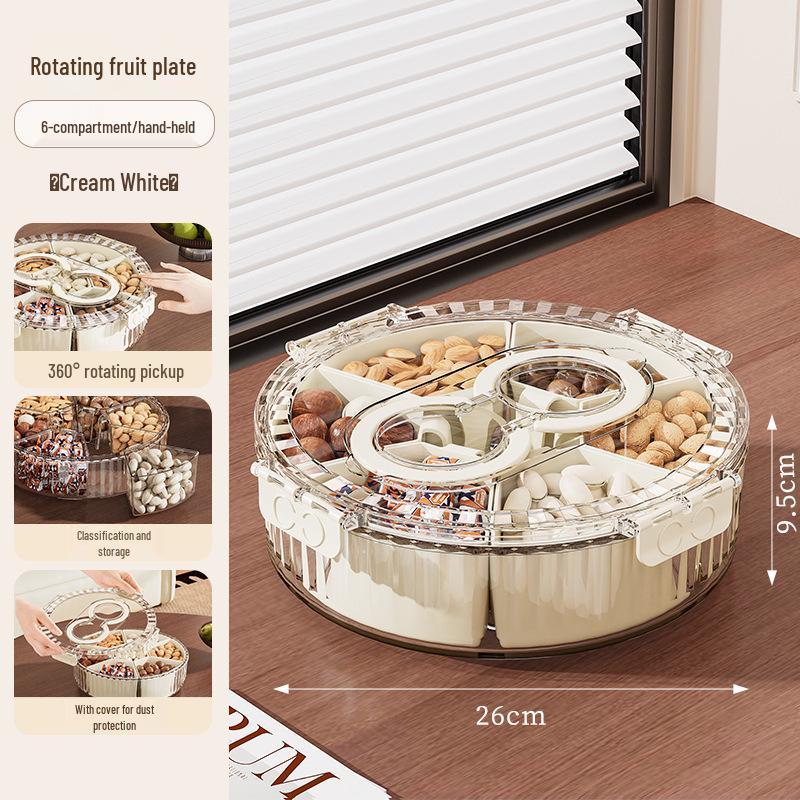 Rotatable Fruit Salad Fresh-Keeping Box: Food-Grade Six-Compartment Storage, Portable & Sealed for Refrigerators.
