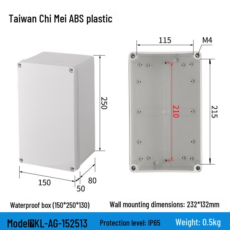 Outdoor Waterproof ABS Power Supply & Monitoring Socket Box with Wiring Terminal & Button