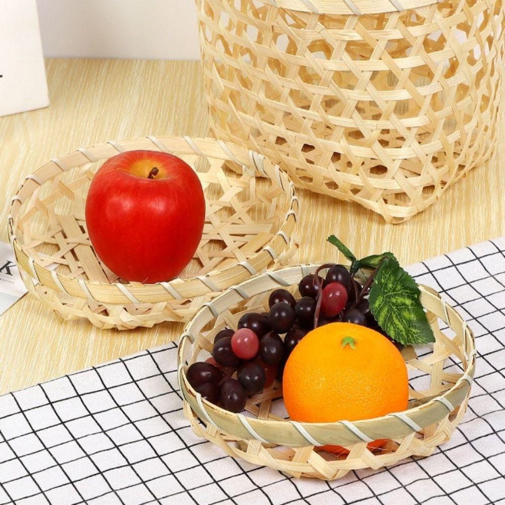 4 Styles Weaving Bamboo Basket DIY Handmade Rice Fruit Bread Basket  Daily Use Storage