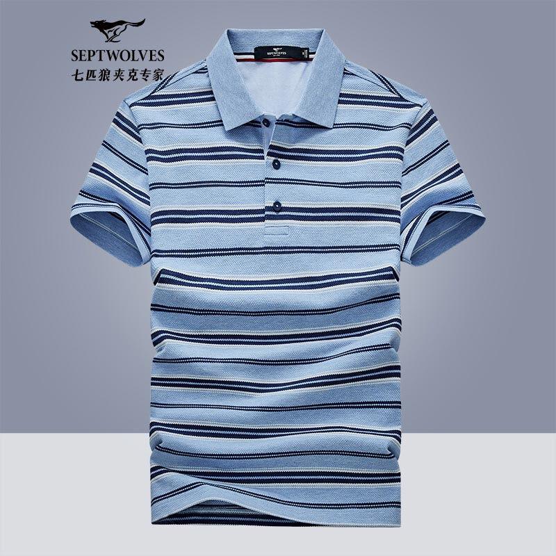 Мужская полоскатая футболка-поло с коротким рукавом Qipilong 180/XXL
