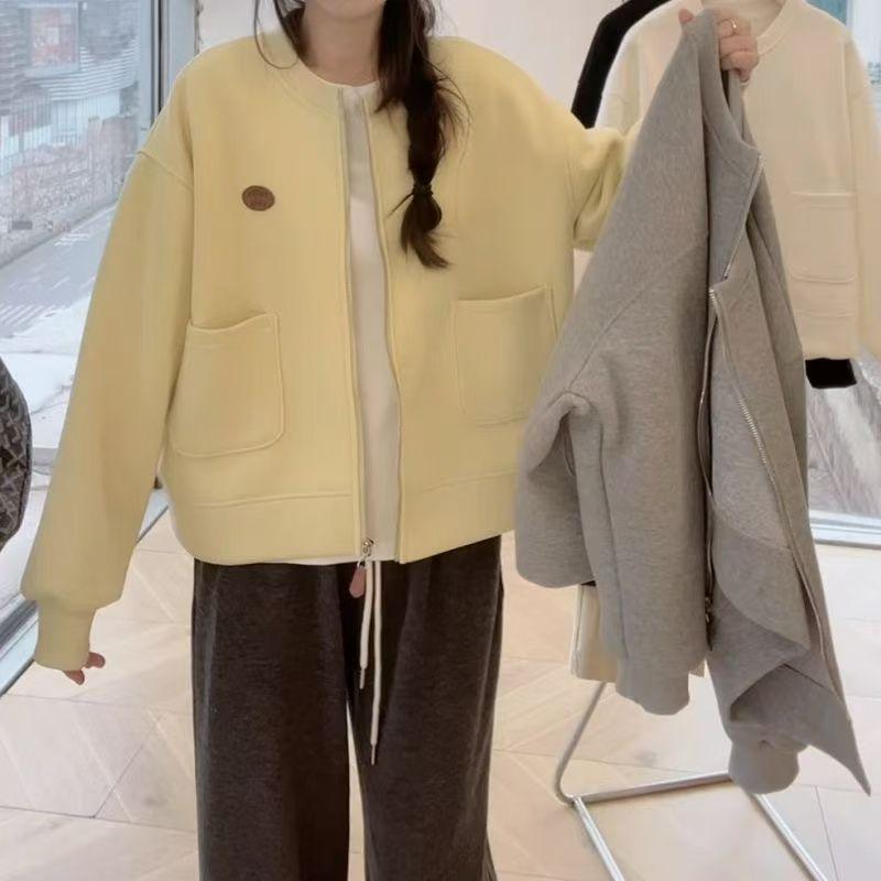 Korean Plus Size College Style Baseball Jacket for Women - Autumn/Winter