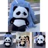 Cute Panda Plush Bag For Girls With Nylon Interior And Zipper Closure For Daily Use