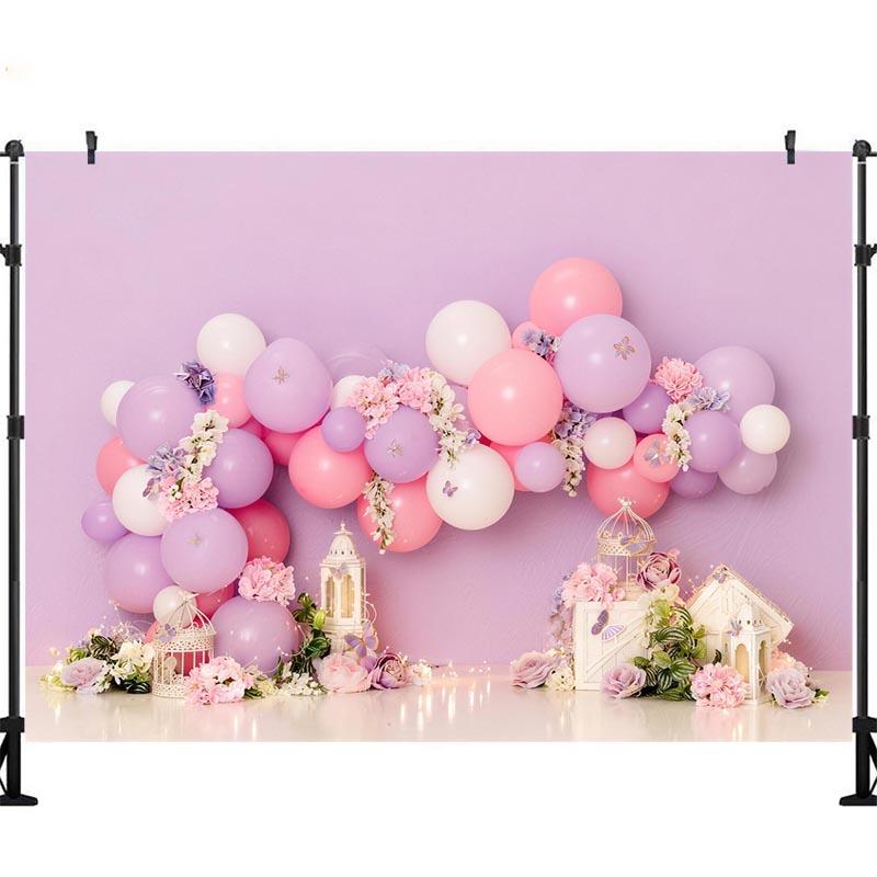 LS Butterfly Garden Backgrounds Cake Smash Kids Adult Photography Props Child Baby Balloon Decors Photo Backdrops