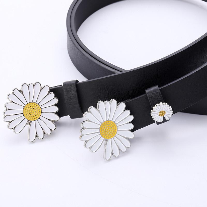 Daisy Buckle Belt Women Imitation Leather Alloy Buckle Belt New Belt Leisure Jeans Fashion Dress Women Belt