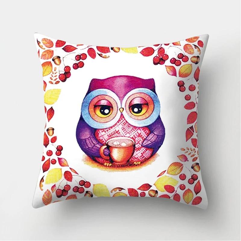 Eule Blume Dekokissenbezug Wohnzimmer Büro Zuhause Kissenbezug Auto Ornamente