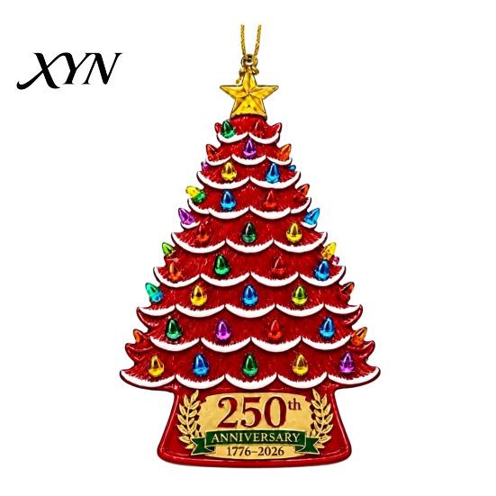 Christmas Tree Decorations 250 Anniversary USA Ornament, 1776-2026 2D Acrylic Commemorative Tag Years America Hanging Decoration for Patriotic