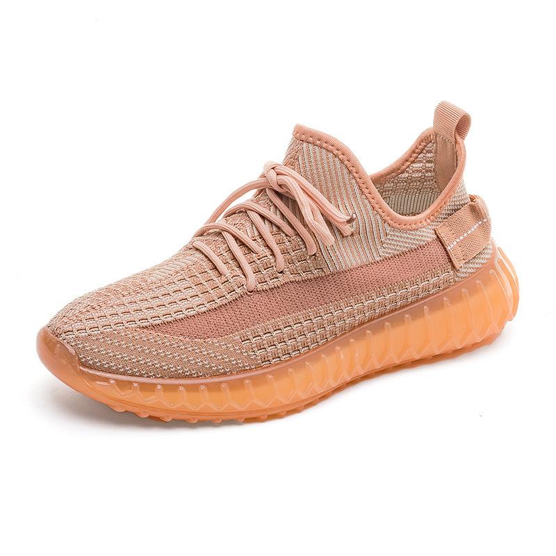 Popcorn versatile fly-woven sneakers men's breathable soft-soled running shoes 2025 spring and summer couple coconut shoes