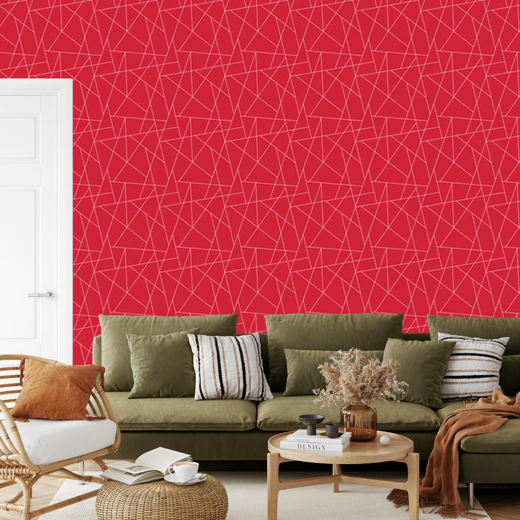 Wallpaper Geometric pattern red, fine detail 50x1000