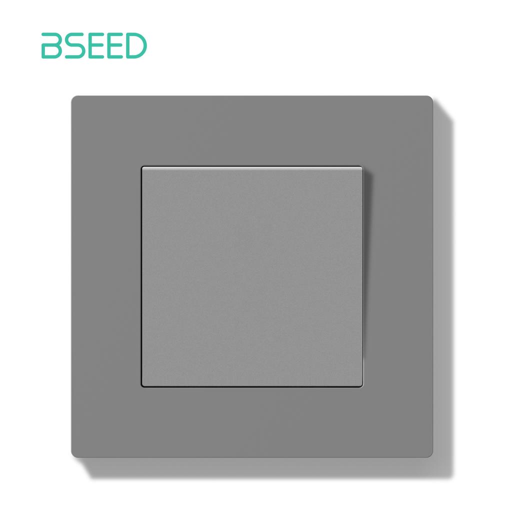 BSEED Switch Light Switch With LED Gray Plastic Frame Wall Switch with Indicator Lamp E-Series EU Standard 1/2Way/Reset