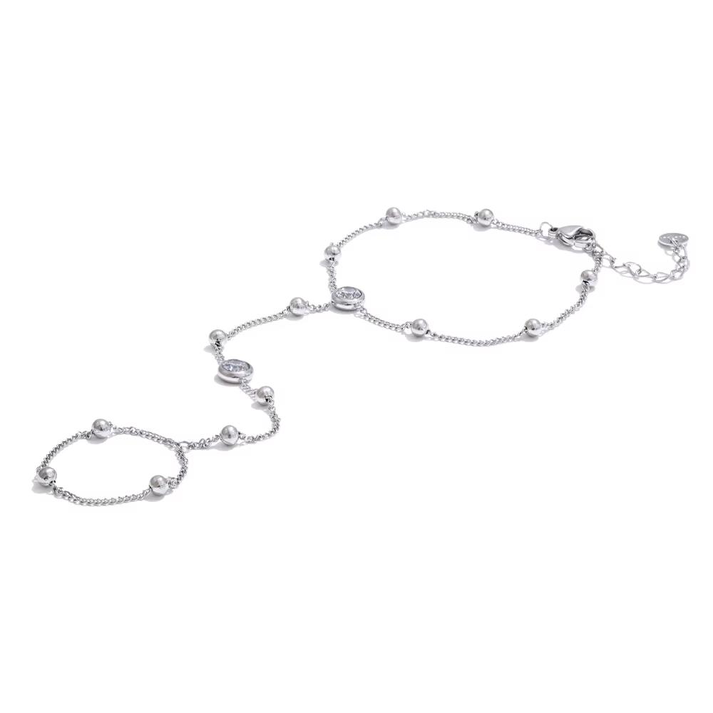Yhpup Trendy Stainless Steel Zircon Beads Back of Hand Chain Finger Bracelet Fashion Chic Sexy Jewelry Waterproof Wholesale Gift