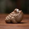 Handmade Coarse Pottery Large Eyes Clay Toad Tea Pet Figurine, Gongfu Tea Accessories, Tea Sets, Zen Animal Cute, Modern Style,