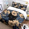 Black Cat Floral Decor Set Multiple Sizes Kid's And Adults' Bedroom Exquisite 3PC Bedding Set, Gift