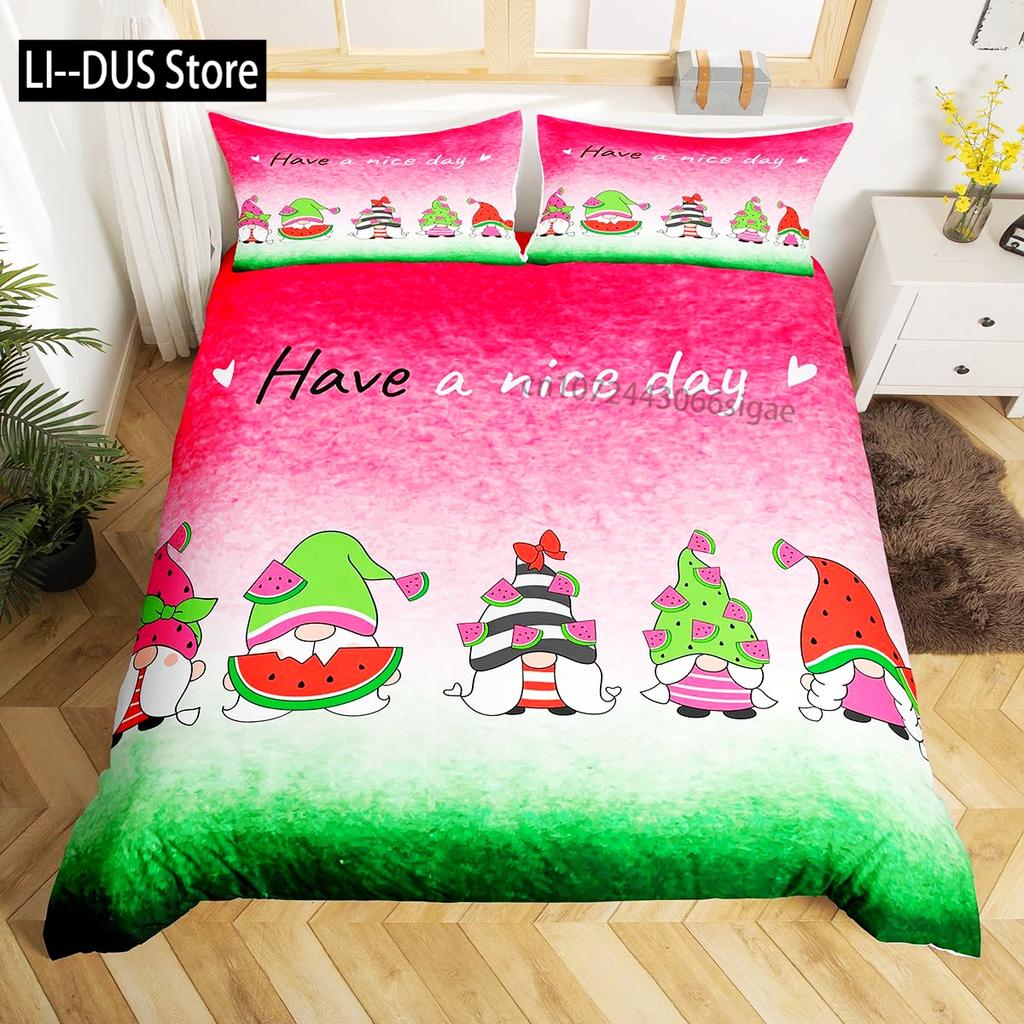 Watercolor Watermelon Duvet Cover Sets King Boys Girls Fruit Print Comforter Cover Sets 3PCS With 2 Pillowshames Bedroom Decor