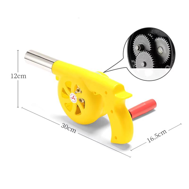 Portable Hand Blower with Manual Handle Speed Control and Metal Fan Blade for BBQ Picnic Outdoor Camping Hiking Cooking Tool