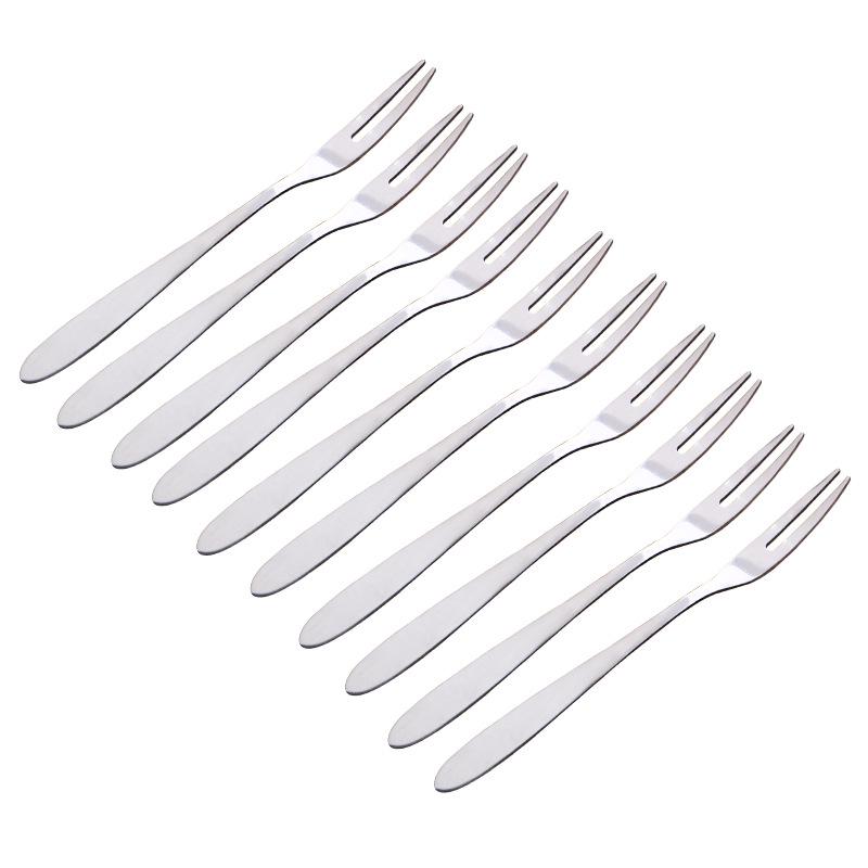 5Pcs stainless steel fruit fork, fashionable fruit stick, dessert moon cake cake fork, dim sum fork, fruit two-tooth fork