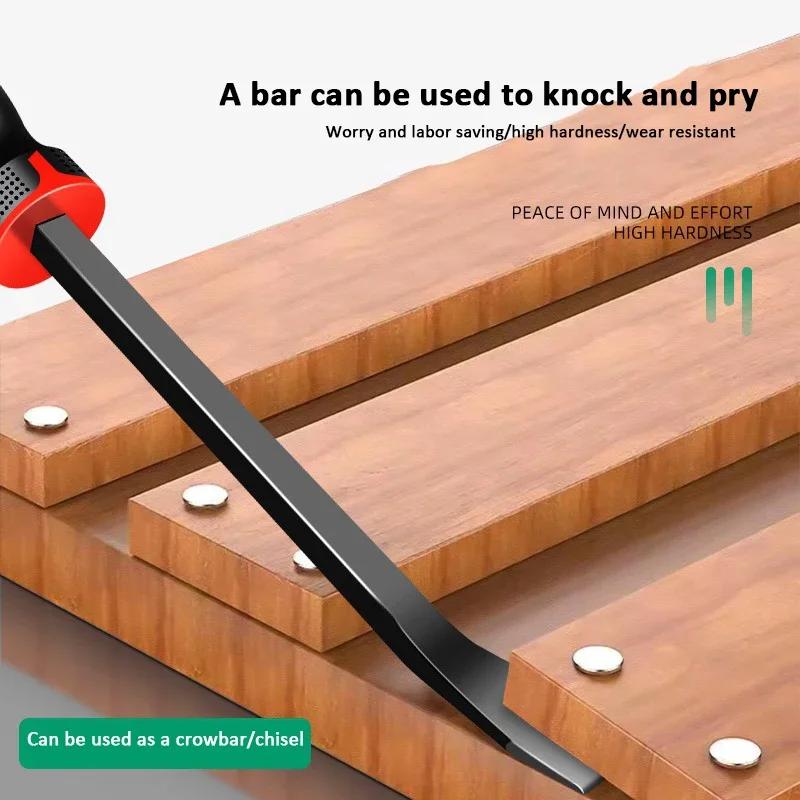 Heavy Duty Pry Bar Industrial Thicken Tire Crowbar Angled End Handled Pry Bar Set with Ergonomic Handles for Lifting and Prying