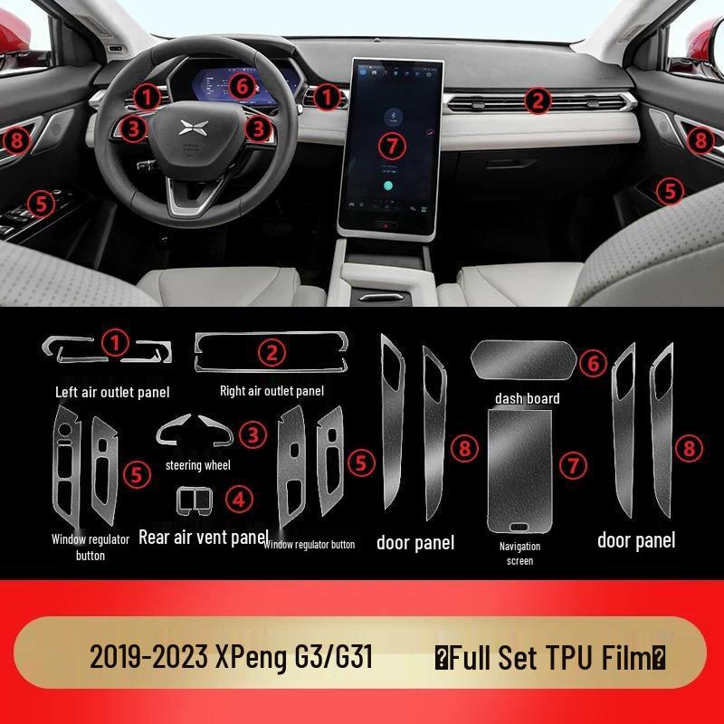 Xiaopeng G3I Interior TPU Protective Film for Console and Dashboard