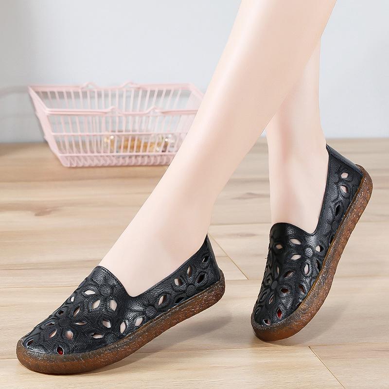 New Moccasins Women Flats 2024 Autumn Woman Loafers Genuine Leather Female Shoes Slip On Ballet Bowtie Women's Shoe Size 35-43