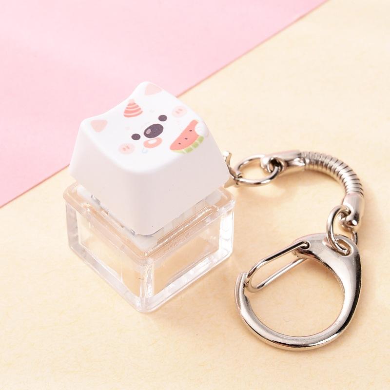 Portable Cute Animal Glowing Fidget Keyring Mechanical Keyboard Pendant Stress Relief Toy for Autism Kids