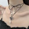 Thorn Wrapped Ribbon Pearl Pendant Necklace New Style Spicy Girl Fashion Love Clavicle Chain Female