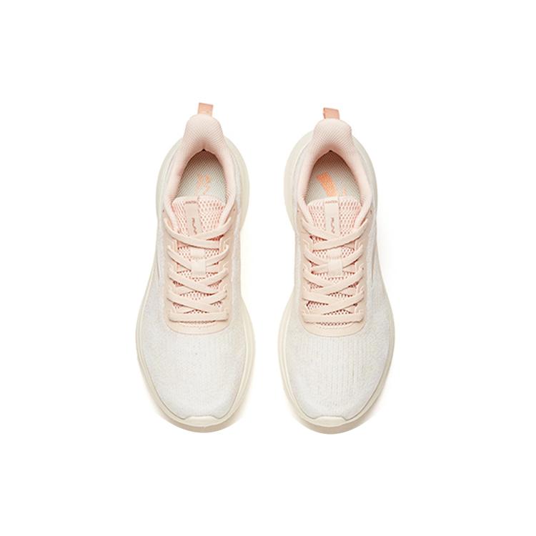 Anta Cushioning Slip Resistant Abrasion Resistant Breathable Lightweight Low top Running Shoes Women's White Pink 122235570S-3