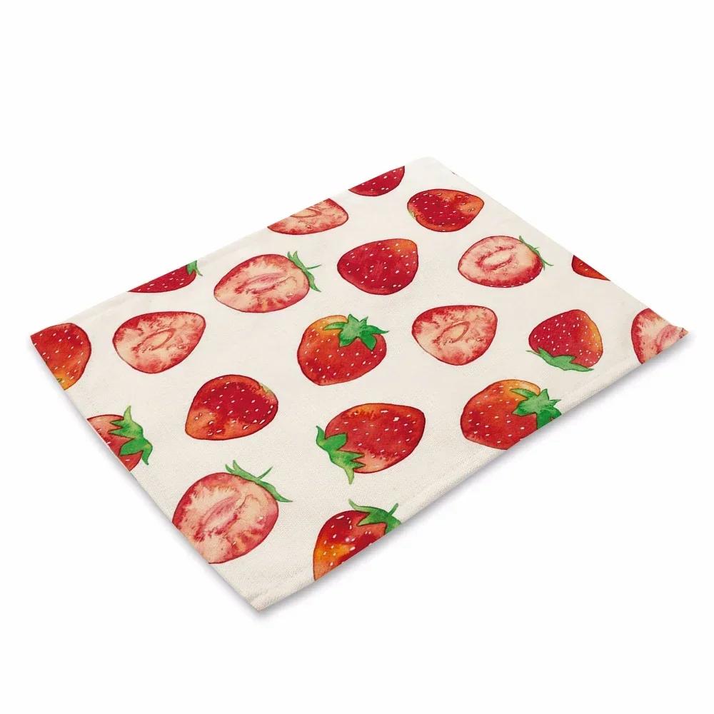 

1PC Kawaii Fruit Strawberry Food Placemat Bread Vegetable Kitchen Decor Linen Dining Table Coaster Pad Bowl Coffee Cup Mat 1pc 30x45cm
