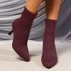 Fashion Autumn 2025 New Women Socks Boots Stretch Fabric Women Ankle Boots Pointed Toe High Heels Slip-On Sexy Sock Heeled Chelsea Boots
