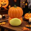 Small Healing Handicrafts Halloween Pumpkin Duck Ornament, Resin Stacked Yellow Mini Cartoon Figurine for Home Figurines, Cute Desktop Decor