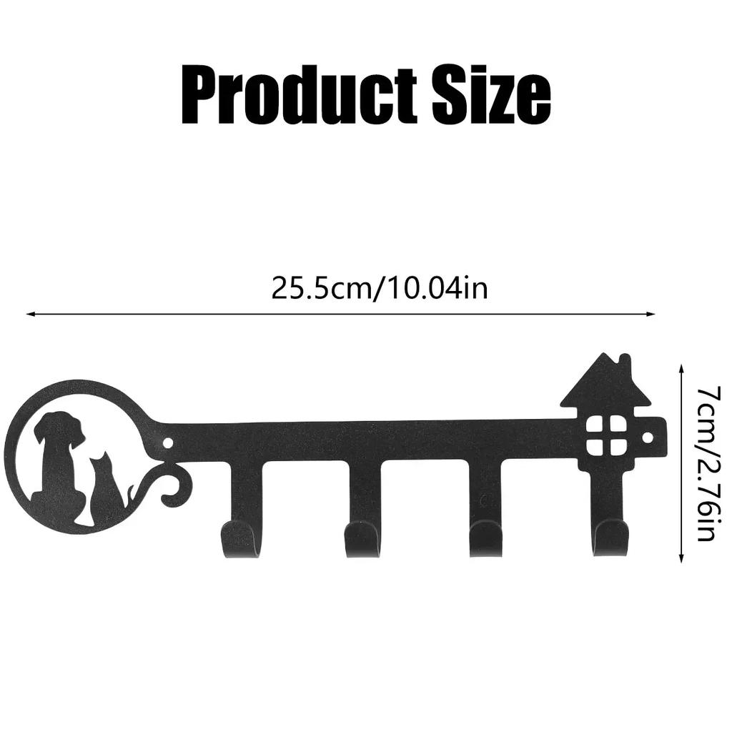 Key Holder with 4 Hooks for Decoration Wall-mounted Keys Stand Punching Installation Key Hanger Hook Keep Neat Iron Key Holder