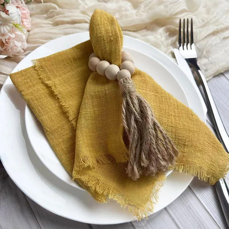 50PCS Wholesale Gauze Cotton Napkin 32x32cm Baby Blue Tea Towel Reusable Wedding Party Christmas Table Decor Burrs Napkins