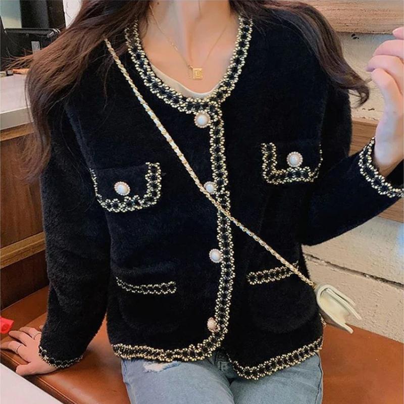 Fashionable Versatile Double-sided Fleece Faux Mink Coat Korean Loose Jacket Cardigan Sweater Spring and Autumn Elegant Socialite