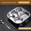 304 Food Grade Stainless Steel Meal Plate Divided with Lid Adult Three Compartment Lunch Box School Student Fast Food Plate