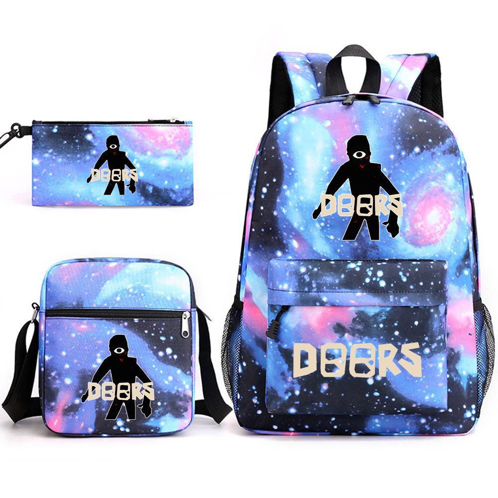 X Three-piece Schoolbag Printed Breathable Practical Backpack Large Capacity Oxford Bag
