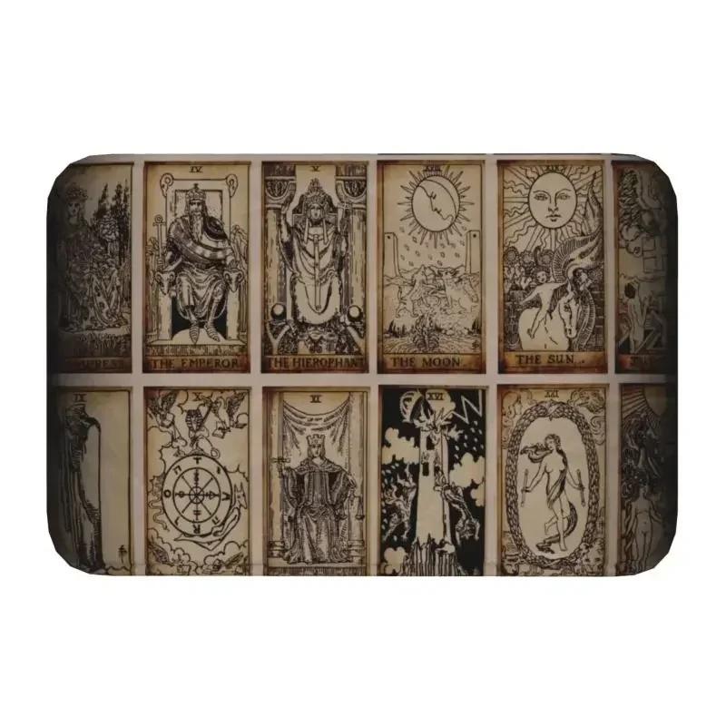 Skull Damask Pattern Doormat Non-Slip Entrance Bathroom Kitchen Door Floor Mat Halloween Witch Goth Occult Toilet Carpet Rug