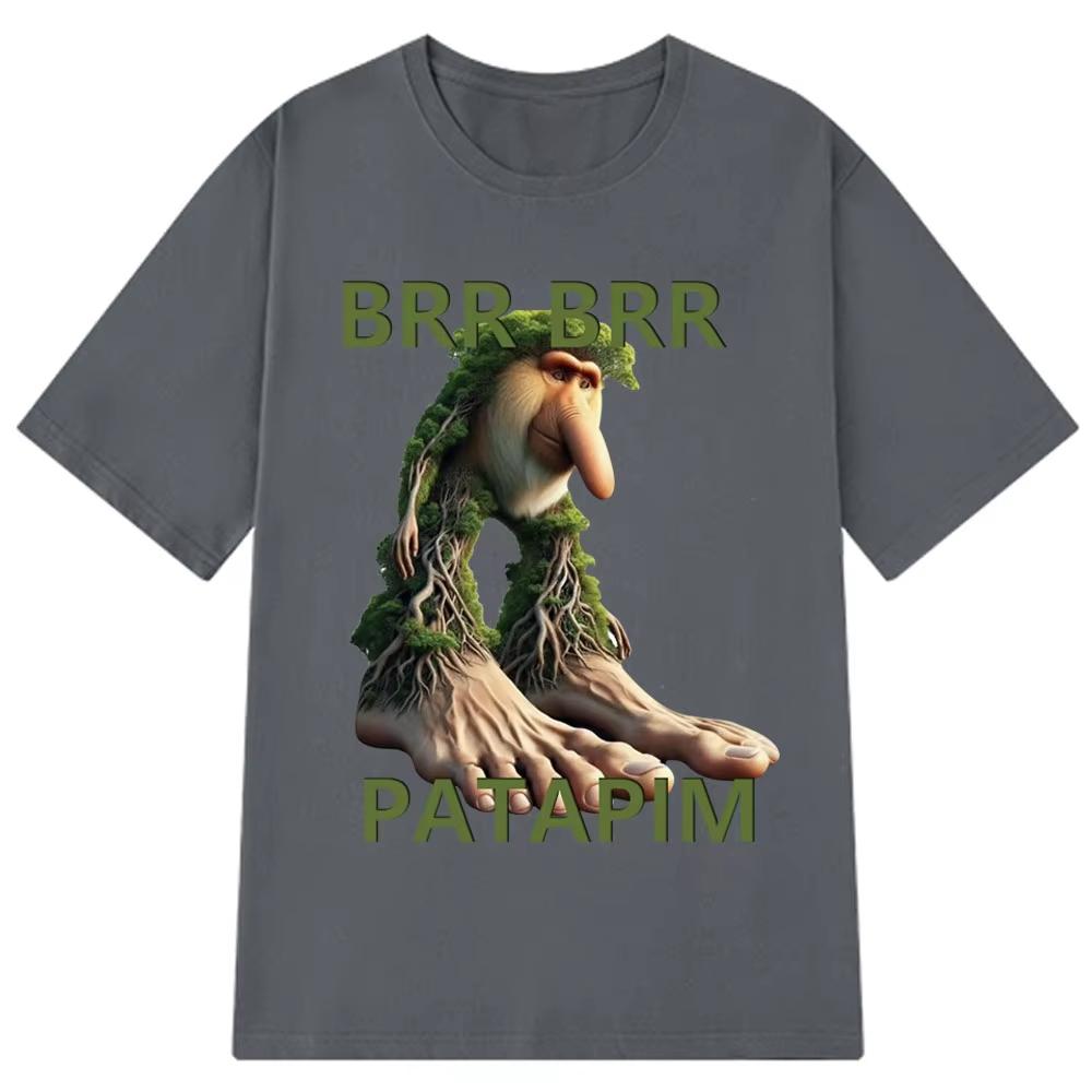 Brr Brr Patapim T Shirt Funny Italian Brainrot Meme Graphic Men Women Tshirt Summer Short Sleeve Cotton Tees Casual Oversize Top