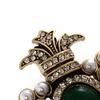 Wind Live Broadcast Retro Women'S Greenstone Brooch Jewelry, Noble Personality And Light Luxury Niche Designer New