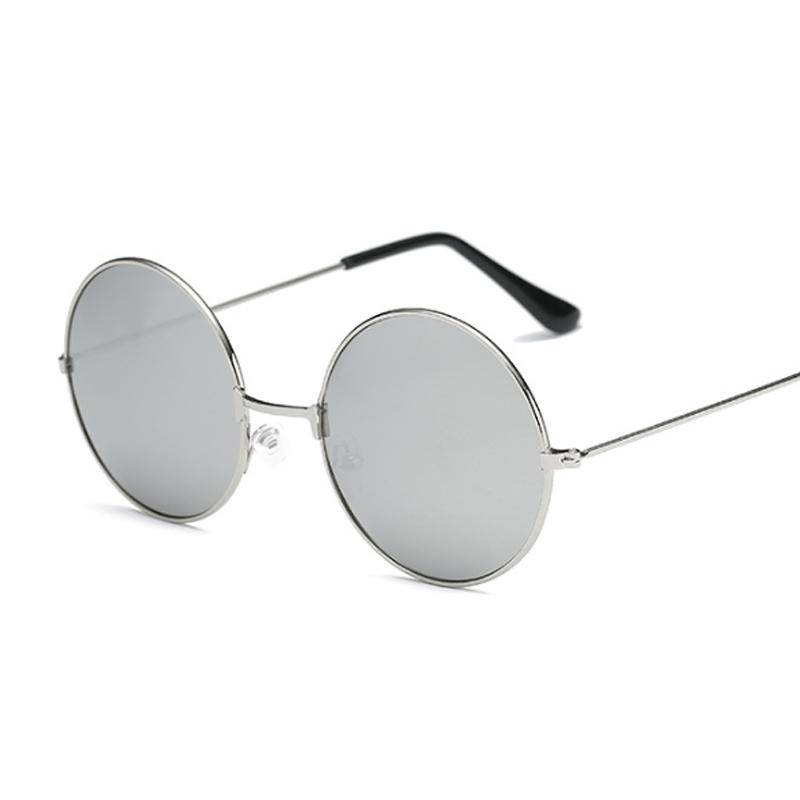 Retro Round Pink Sunglasses Woman Brand Designer Sun Glasses For Male Alloy Mirror Female Oculos De Sol Black