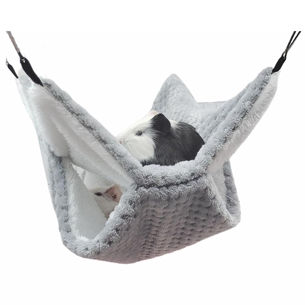 Warm Plush Hamster Hammock Small Animal Double-layer Thicken Sleeping Bag Nest Pets Rat Squirrel Hanging Cage House
