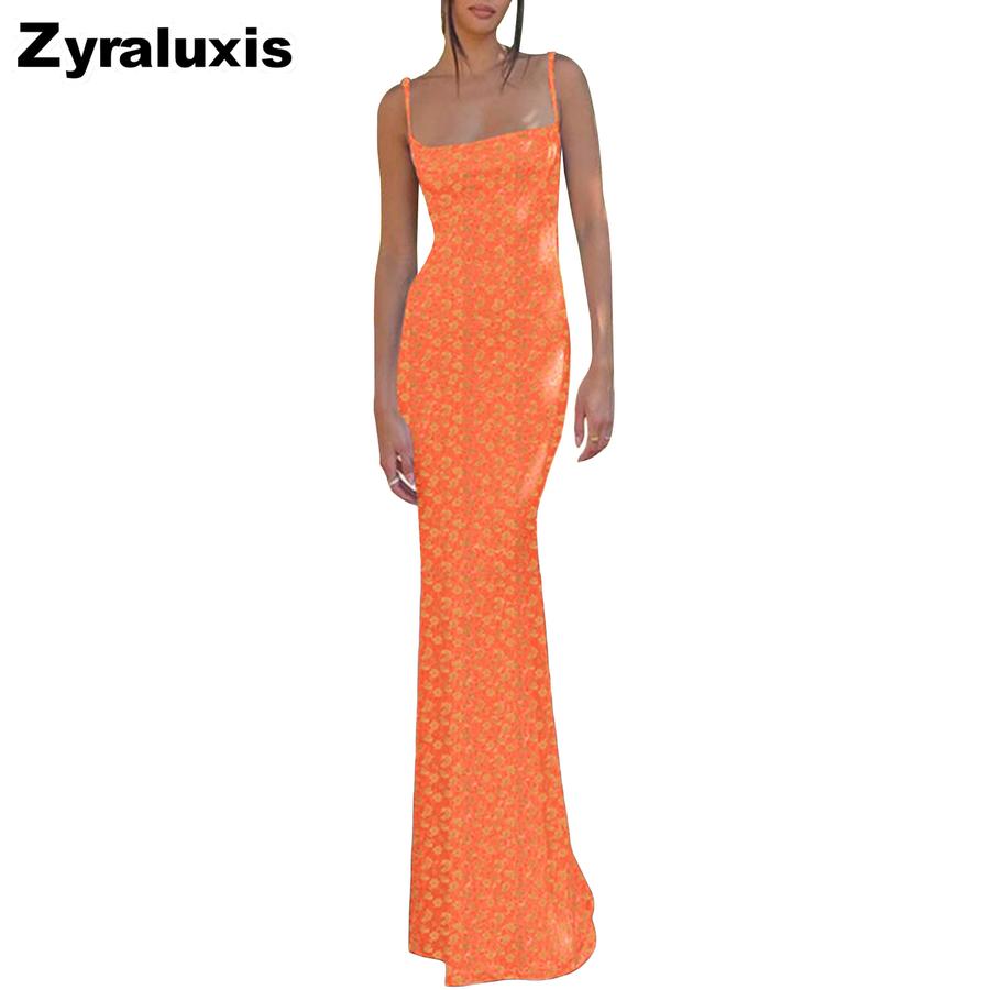 Fashion Women's Summer New Style Sexy Slim Fit Strappy Printed Backless Dress for Women