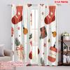 2pcs,2D Plane Printing Minimalist Curtains Christmas Bells Gifts Stockings (4) Versatile 100% Polyester (without Rod) Festive