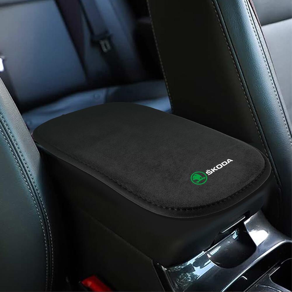 NADH5 Suede Leather Car Armrest Box Cover Center Cushion Armrest Protector Cover For Skoda Yeti Octavia 3 A5 Fabia Kodiaq Rapid Karoq