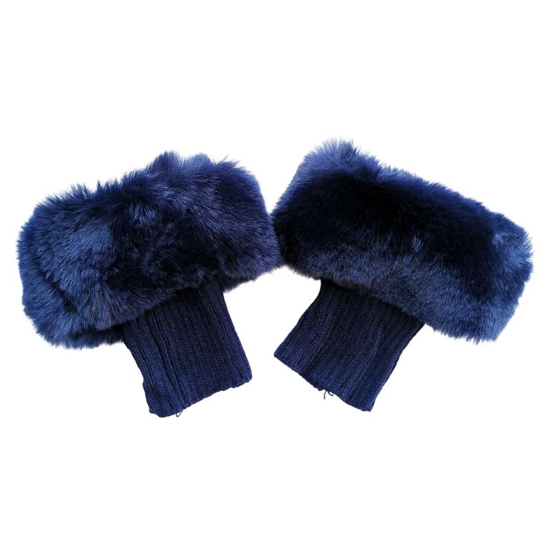 Women Boot Toppers Knitted Cuffs Short Solid Color Faux Furs Plush Leg Warmers Winter Warm Snow Skiing Footless Socks