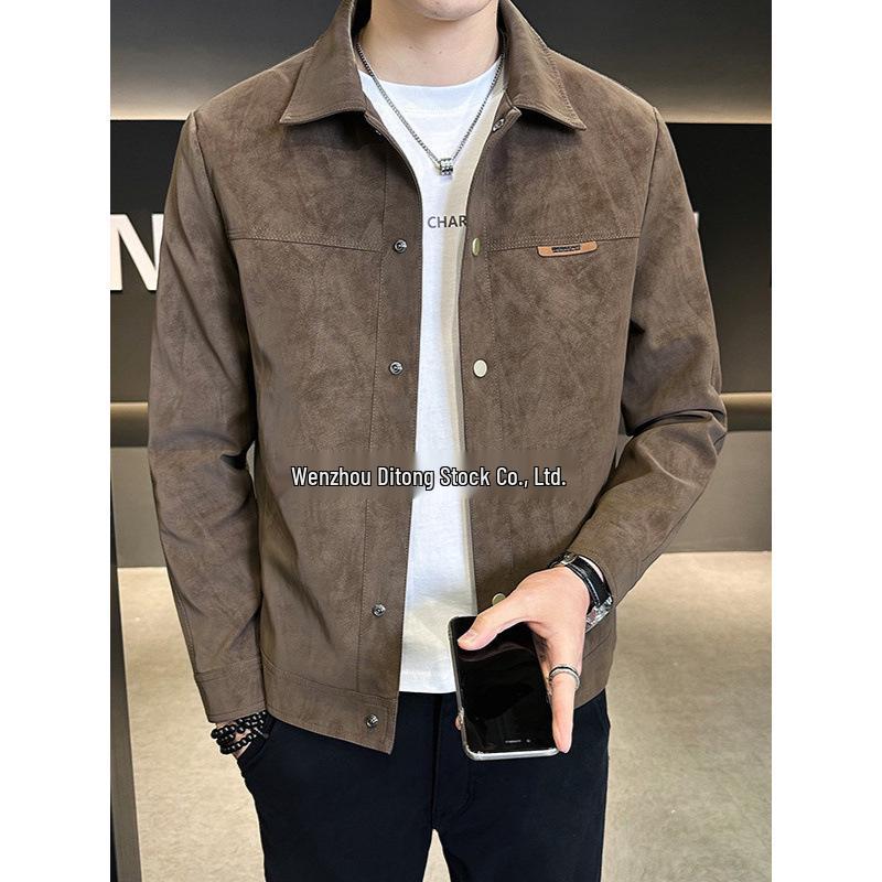 Men's 2026 Autumn/Winter Suede Lapel Jacket - High-End Trendy Plush Coat