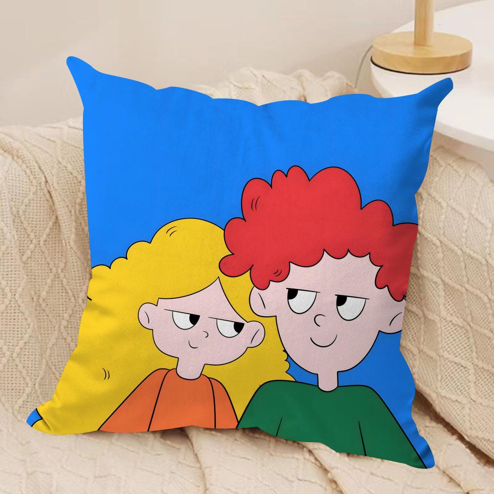 Süßer Cartoon-Paar-Kissenbezug Weicher Plüschstoff Doppelseitig Bedruckter Sofakissenbezug für Alle Jahreszeiten Heimdeko Geschenk