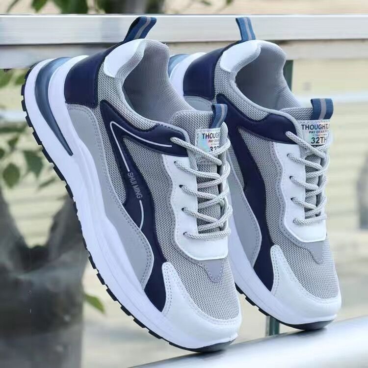 Summer Men's Shoes Spring and Autumn Leather Shoes Men's Mesh Deodorant Wear-resistant Sports Shoes Trend Versatile Casual Trendy Shoes