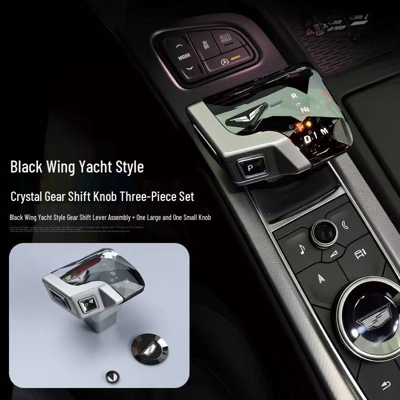 Applicable Cadillac CT5/CT6/XT6/XT5/XT4 Yacht Black Wing Crystal Gear Shift Knob Set (3-Piece). 20-24 XT5