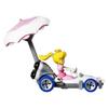 Hot Wheels Diecast Mario Kart Prinzessin Peach B Dasher Kart mit Pfirsich-Sonnenschirm und Gleiter