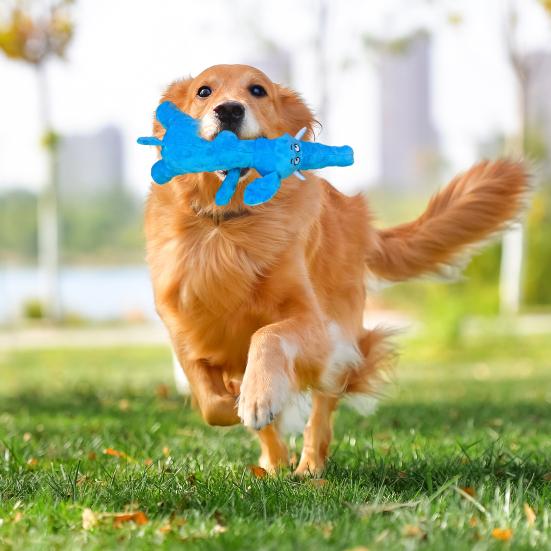 Plush Dog Toy Squeaky Interactive Soft Puppy Chew Toy Indestructible Stuffed Animal Dog Toy for Aggressive Chewers Teething Toy