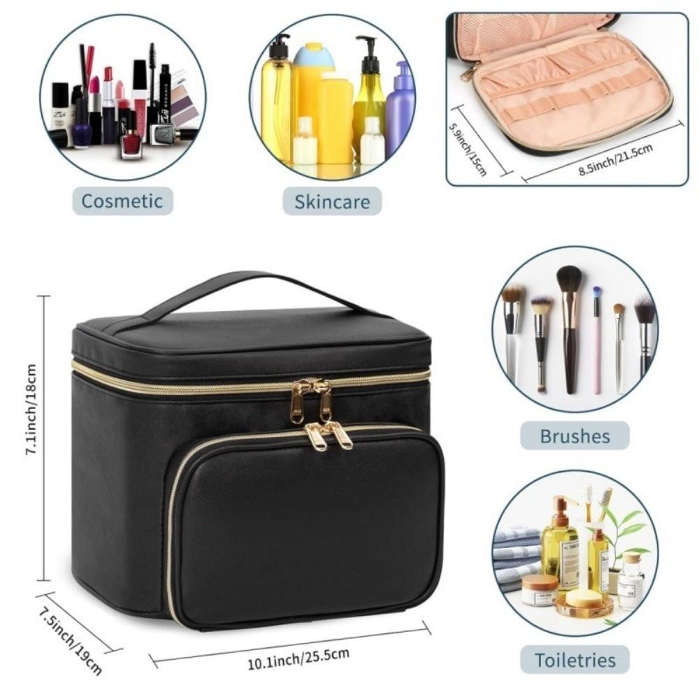 New Waterproof Makeup Bag Portable Large Size Cosmetic Travel Bag Brush Compartment Makeup Bag Organizer Women