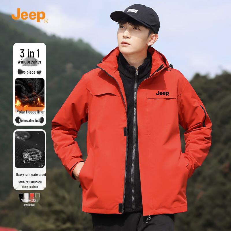 

JEEP Men s 3-in-1 Hooded Winter Outdoor Jacket 4XL